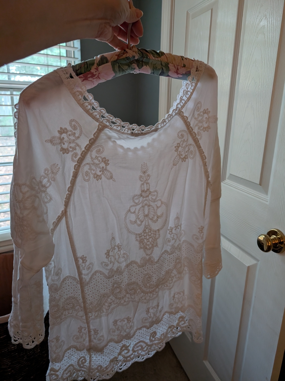 White Embroidered Tunic Top